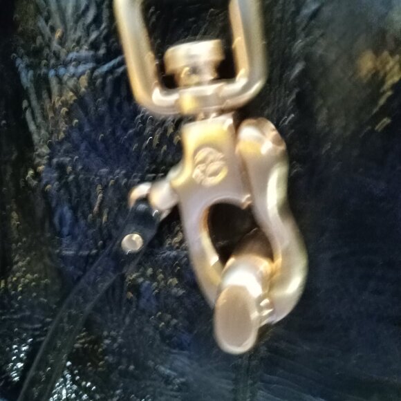 New Vintage Patent Leather Satchel with Gold Hardware - Picture 6 of 11